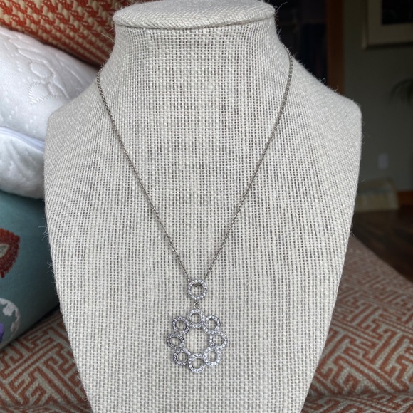 Circles Pave Silver NECKLACE NWT - Picture 9 of 9